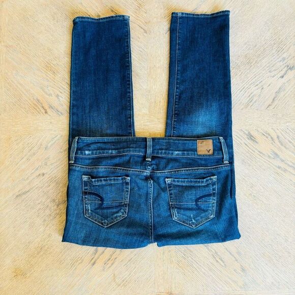 American Eagle straight leg Artist jeans low rise dark wash size 0 ankle length - Picture 6 of 8